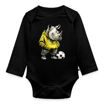 Rhinos Soccer / Soccer Rhinoceros - Organic Longsleeve Baby Bodysuit - black - Front