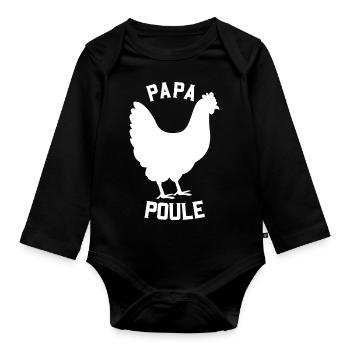 papa poule - Body Bébé bio manches longues - noir - Devant