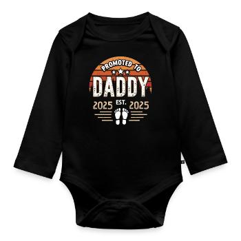 Promu au rang de papa est. 2025 - Body Bébé bio manches longues - noir - Devant
