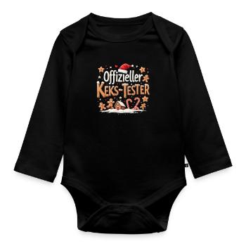 Offizieller Keks-Tester Weihnachten Lebkuchenhaus - Baby Bio-Langarm-Body - Schwarz - Vorne