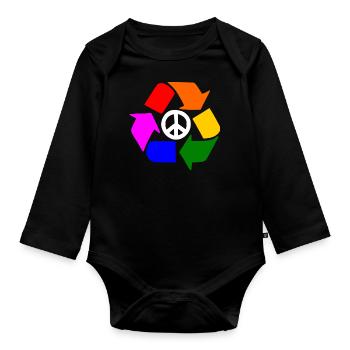 Peace lgbt sign - peace sign - Organic Longsleeve Baby Bodysuit - black - Front