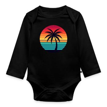 Palm Sunrise2 - Body Bébé bio manches longues - noir - Devant