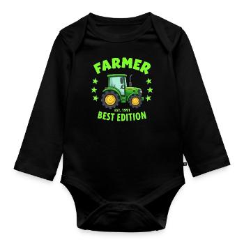 Farmer seit 1991 - Lustige Bauern - Baby Bio-Langarm-Body - Schwarz - Vorne