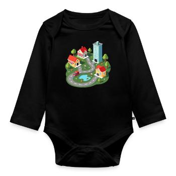 Auto Spielmatte - Vatertag mit Autos - Baby Bio-Langarm-Body - Schwarz - Vorne