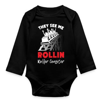 Ils me voient Rollin Montagnes russes - Body Bébé bio manches longues - noir - Devant