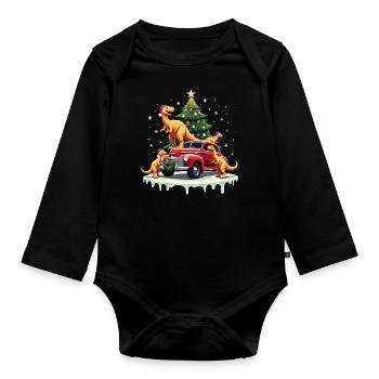 Dino Chicken Nuggets Shape Nuggets Christmas - Organic Longsleeve Baby Bodysuit - black - Front