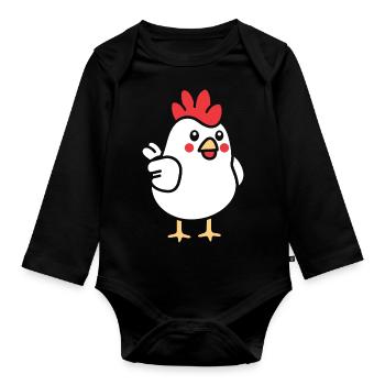 Chicken - Organic Longsleeve Baby Bodysuit - black - Front