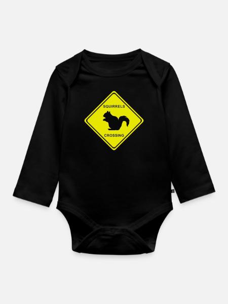 SQUIRRELS SCROSSING - Baby Bio-Langarm-Body - Schwarz
