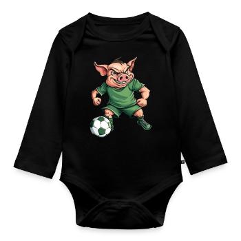 Piggy Footballer vert - Body Bébé bio manches longues - noir - Devant