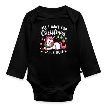 Weihnachts-Sprüche - Herren & Damen - Baby Bio-Langarm-Body - Schwarz - Vorne