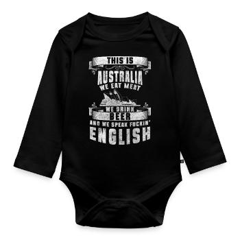 Down Under Earth Ready for a holiday - Organic Longsleeve Baby Bodysuit - black - Front