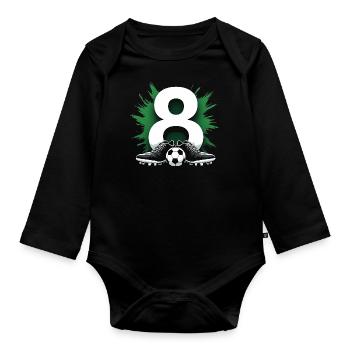 8. Geburtstag Fußballspieler 8 Jahre Kinder - Baby Bio-Langarm-Body - Schwarz - Vorne
