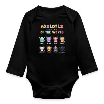 Axolotls du monde Kawaii Types d’axolotls - Body Bébé bio manches longues - noir - Devant