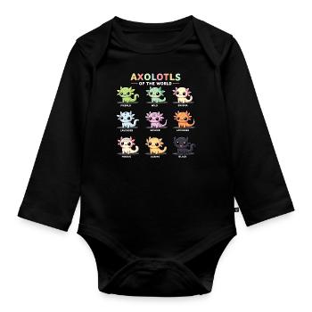 Axolotls du monde Kawaii Types d’axolotls - Body Bébé bio manches longues - noir - Devant