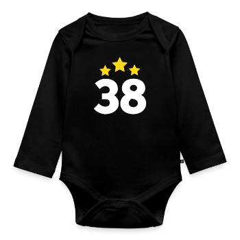 38 ans étoile - cadeau 38e anniversaire - Body Bébé bio manches longues - noir - Devant
