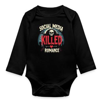 Social Media Killed the Romance | Drama - Baby Bio-Langarm-Body - Schwarz - Vorne