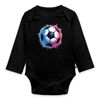 Fußballer Fußball Jungen Kinder - Baby Bio-Langarm-Body - Schwarz - Vorne
