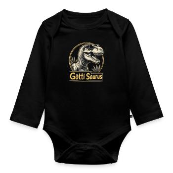 Götti Götti Saurus - Baby Bio-Langarm-Body - Schwarz - Vorne