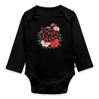 Lunar New Year - Schlange 2025 - Baby Bio-Langarm-Body - Schwarz - Vorne