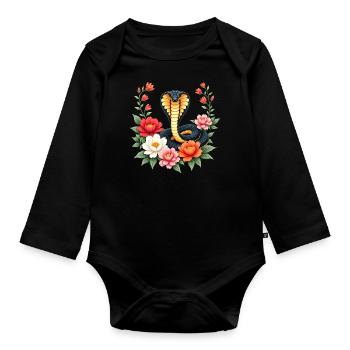 Happy Lunar New Year 2025 Year of The Snake - Organic Longsleeve Baby Bodysuit - black - Front