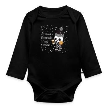 All I need is warmth and snacks in the snow - Organic Longsleeve Baby Bodysuit - black - Front