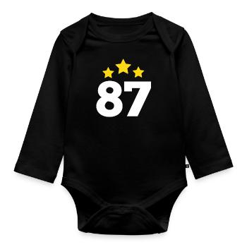 87 Years Star - 87th Anniversary Gift - Organic Longsleeve Baby Bodysuit - black - Front