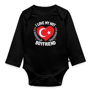 I Love My Hot Turkish Boyfriend Couple Turkey Flag - Baby Bio-Langarm-Body - Schwarz - Vorne