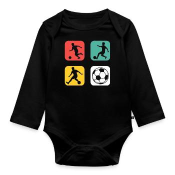 Soccer Kids Design avec des joueurs de football - Body Bébé bio manches longues - noir - Devant