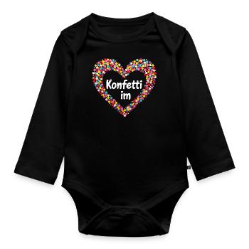 Konfetti im Herzen - Baby Bio-Langarm-Body - Schwarz - Vorne