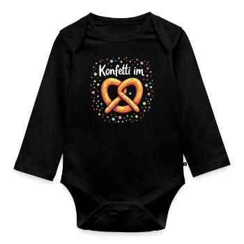 Konfetti im Herzen - Brezel - Baby Bio-Langarm-Body - Schwarz - Vorne
