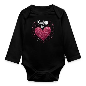 Konfetti im Herzen - Baby Bio-Langarm-Body - Schwarz - Vorne