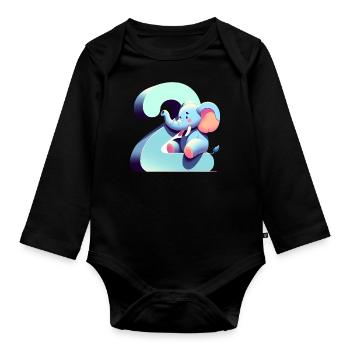 Kreative Kinderzahlen Kollektion - Baby Bio-Langarm-Body - Schwarz - Vorne