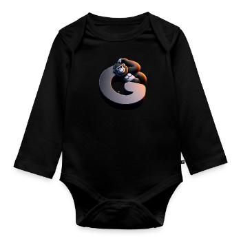 Drôle de gorille sur la lettre G - Body Bébé bio manches longues - noir - Devant