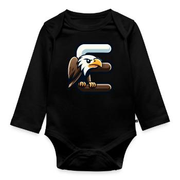 Aigle majestueux avec la lettre E - Body Bébé bio manches longues - noir - Devant
