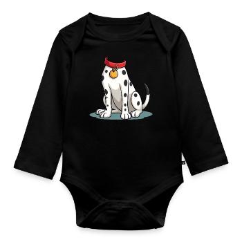 Costume dalmatien Propriétaire de chien Carnaval - Body Bébé bio manches longues - noir - Devant