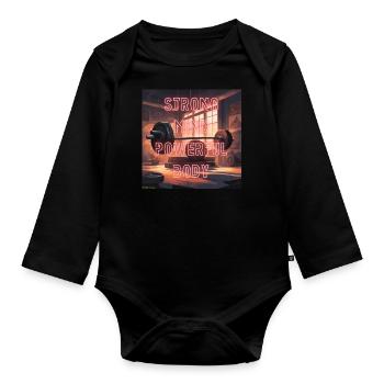 fort - Body Bébé bio manches longues - noir - Devant