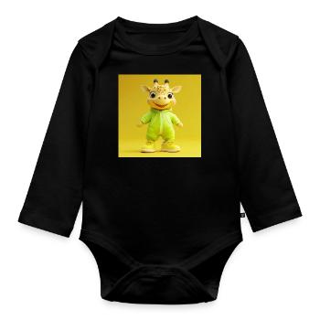 Personnage 3D - Attention, girafe en route ! - Body Bébé bio manches longues - noir - Devant
