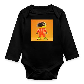 3d Character - Cute Robot - Organic Longsleeve Baby Bodysuit - black - Front
