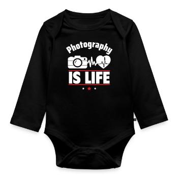 Fotografie ist das Leben - Baby Bio-Langarm-Body - Schwarz - Vorne