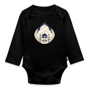 Ramadan Gift Eid Mubarak Islam Allah Muslim - Organic Longsleeve Baby Bodysuit - black - Front