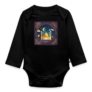 Ramadan Gift Eid Mubarak Islam Allah Muslim - Organic Longsleeve Baby Bodysuit - black - Front