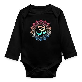 Om spirituel - Yoga et méditation - Body Bébé bio manches longues - noir - Devant