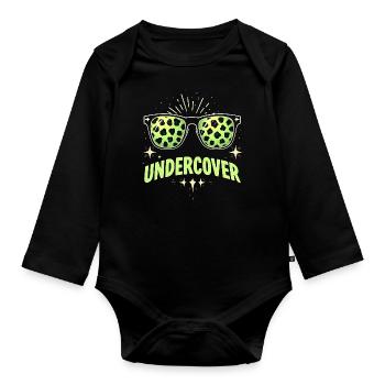 Funny Sunglasses and Undercover Speech Costume - Organic Longsleeve Baby Bodysuit - black - Front