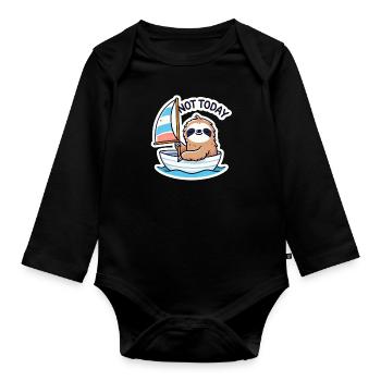 Segelbot mit Faultier - Baby Bio-Langarm-Body - Schwarz - Vorne