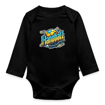 cool handball design for handball players - Organic Longsleeve Baby Bodysuit - black - Front