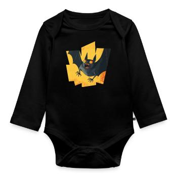 Bat Wings Bats - Organic Longsleeve Baby Bodysuit - black - Front