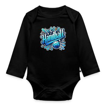 Un design de handball cool pour les joueurs de handball - Body Bébé bio manches longues - noir - Devant