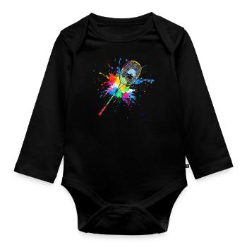 Colorful Badminton Racket Badminton - Organic Longsleeve Baby Bodysuit - black - Front