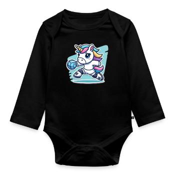 Un design de handball cool pour les joueurs de handball - Body Bébé bio manches longues - noir - Devant