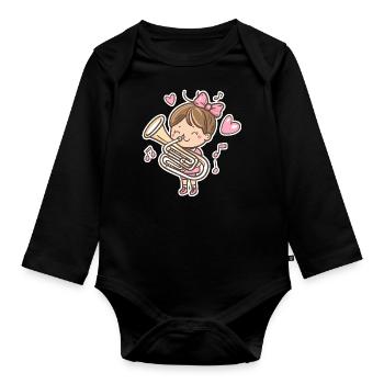 Petit joueur de tuba - Body Bébé bio manches longues - noir - Devant